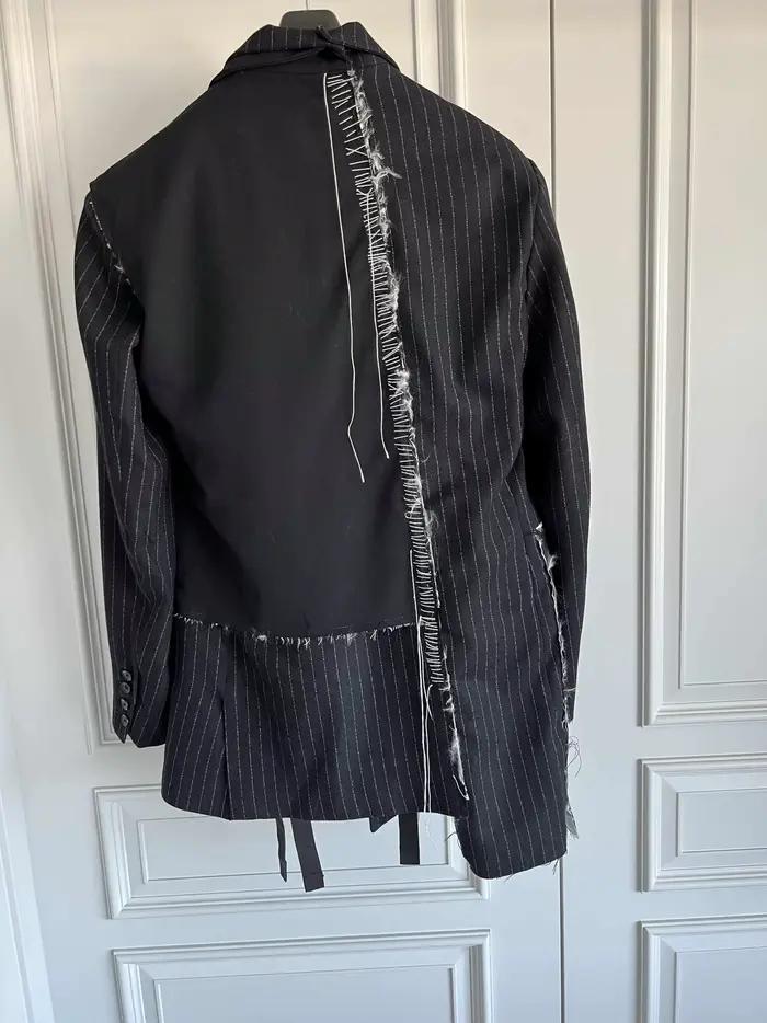 Veste de costume en laine patchwork