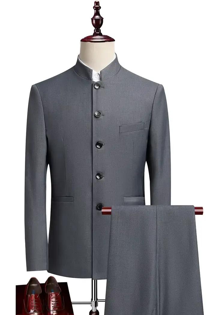 Costume décontracté et élégant en polyester et viscose pour hommes, quatre saisons, ouvertures totales, style gentleman moderne pour bureau et événements spéciaux