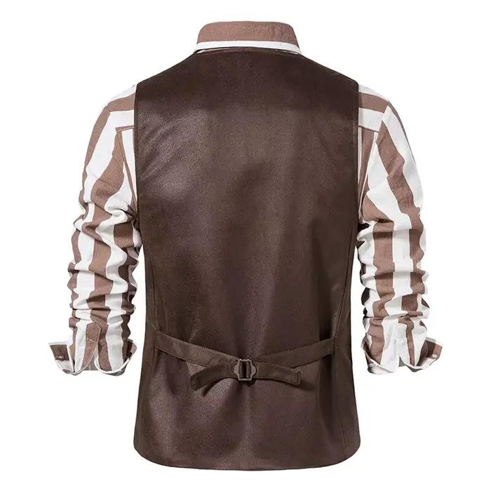 Gilet en polyester brun pour hommes, style décontracté, gilet pour garçons d'honneur, mariage, événements formels et voyages