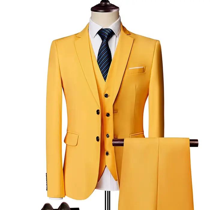 Merveilleux marié mâle mariage bal costume vert coupe ajustée smoking hommes formel affaires vêtements de travail costumes 3 pièces ensembles (veste + pantalon + gilet)