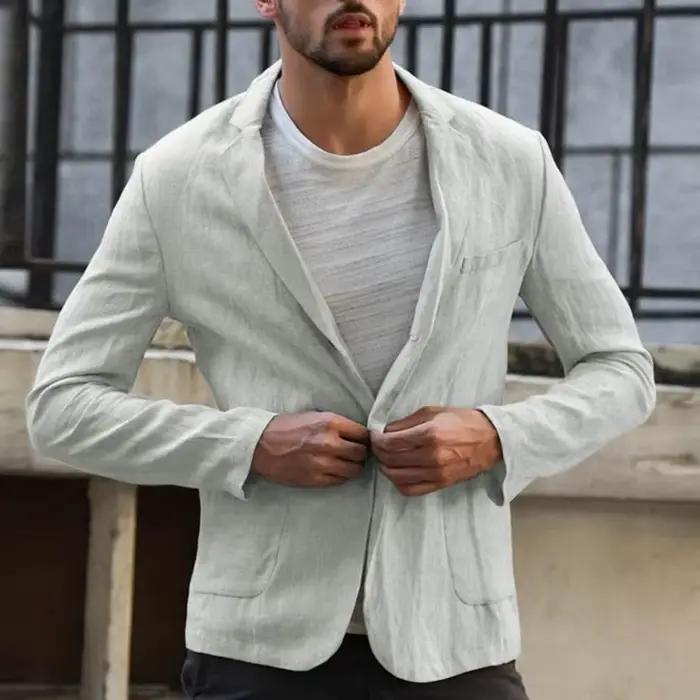 Costume d'automne en coton et lin pour hommes