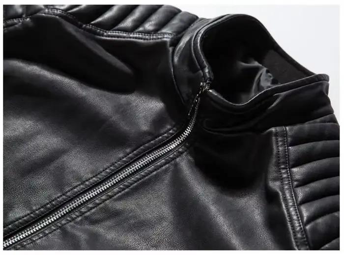 Blousons en cuir PU slim pour hommes