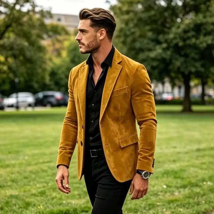 Blazer de luxe pour homme en suède texturé