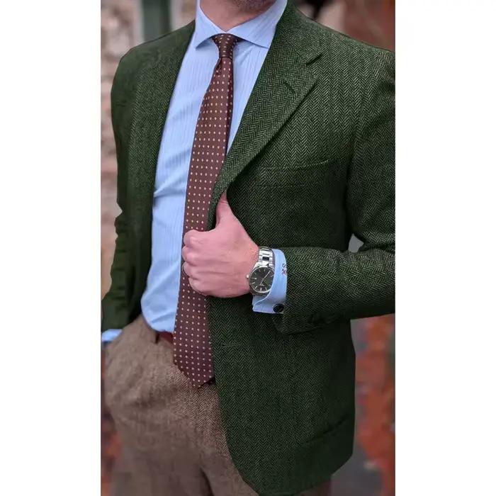 Veste de costume à chevrons pour hommes, blazer d'affaires avec simple boutonnage, style décontracté et élégant pour les mariages et autres événements spéciaux