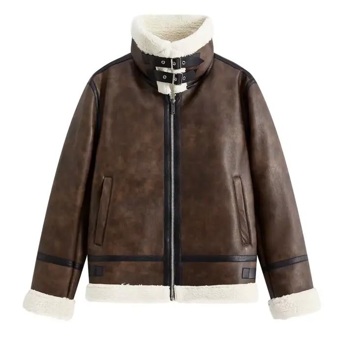Veste en cuir d'agneau rétro pour hommes