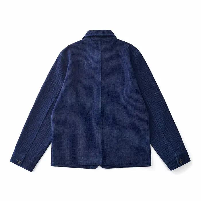 Vintage français Indigo Cargo veste hommes automne hiver nouveau revers multi-poches bleu teint outillage