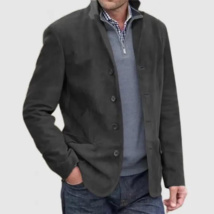 Veste de costume décontractée vintage pour homme, élégante et polyvalente, polyester, bleu ciel, beige, brun, noir, pour toutes les saisons et occasions