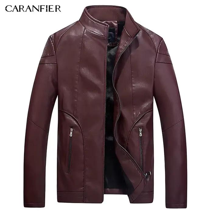 CARANFIER 2025 mode hiver Silm veste en cuir hommes de haute qualité PU décontracté Biker manteau pilote Jaqueta