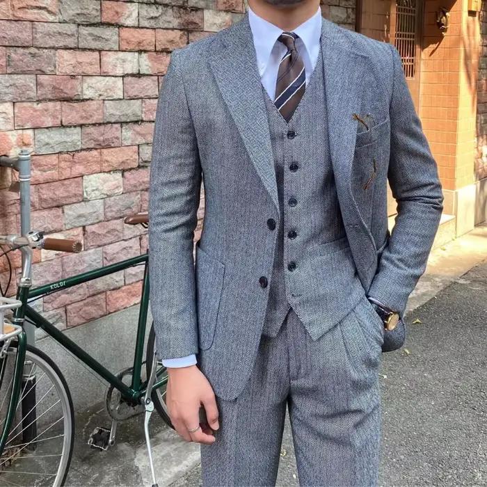 Nouveau costume rétro à chevrons pour hommes