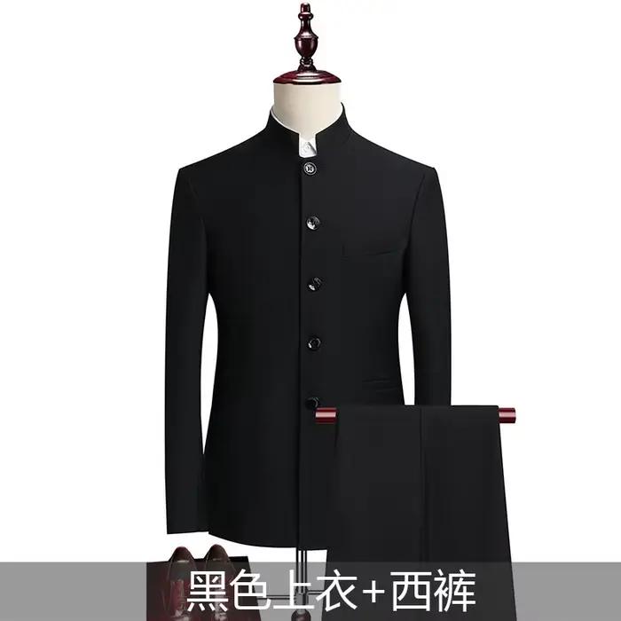 Costume décontracté et élégant en polyester et viscose pour hommes, quatre saisons, ouvertures totales, style gentleman moderne pour bureau et événements spéciaux