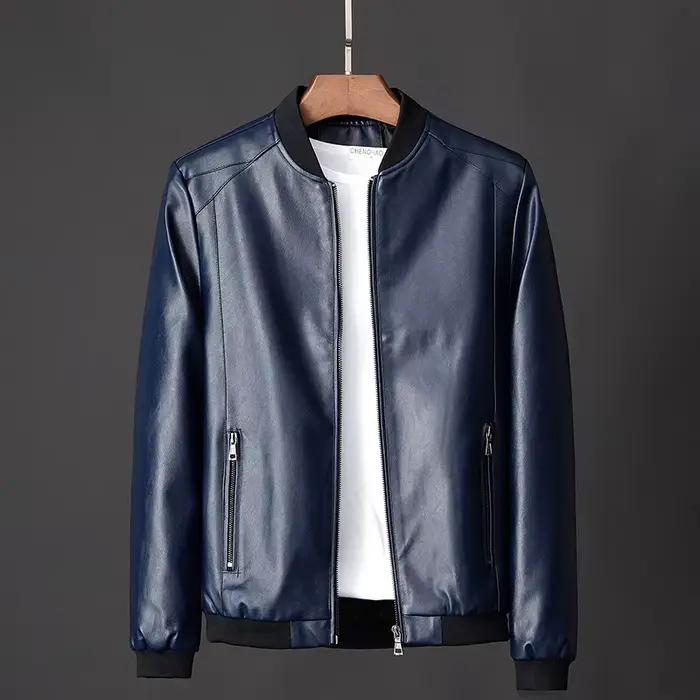 Veste en cuir PU pour hommes style décontracté Bomber veste de Moto occasionnels et quotidienne printemps automne
