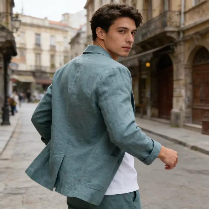Blazer en coton et lin pour homme