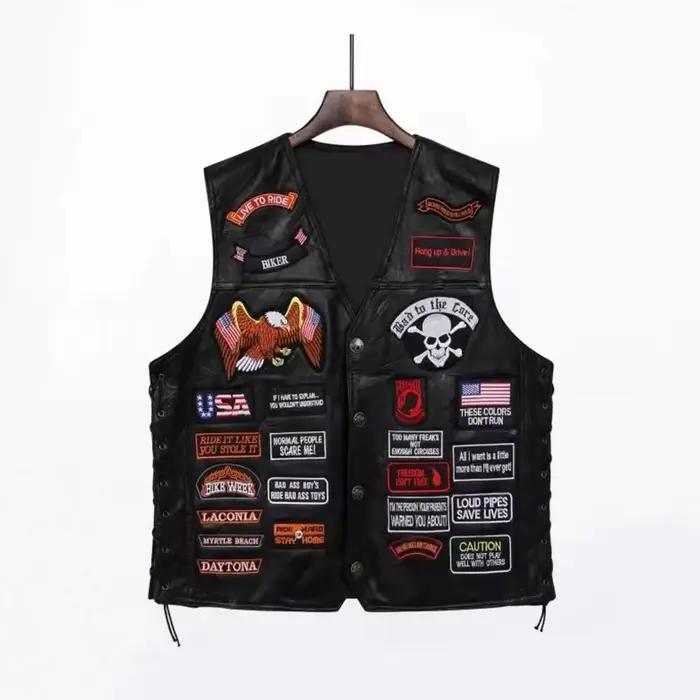 Gilet de motard en cuir pour hommes
