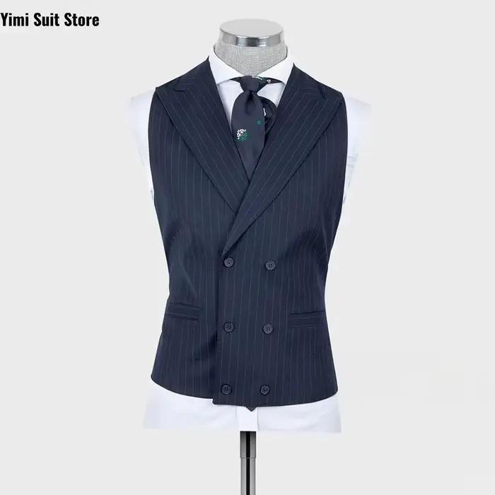 Costumes pour hommes bleu marine à rayures fines