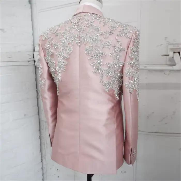 Costume de mariage exclusif homme avec blazer orné de pierres pour occasions spéciales