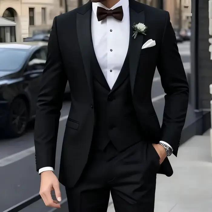 Nouveau Business décontracté MC mariage marié meilleur homme robe Jacquard hommes costume trois pièces ensemble costumes