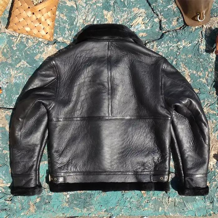 Veste en peau de mouton noire pour homme