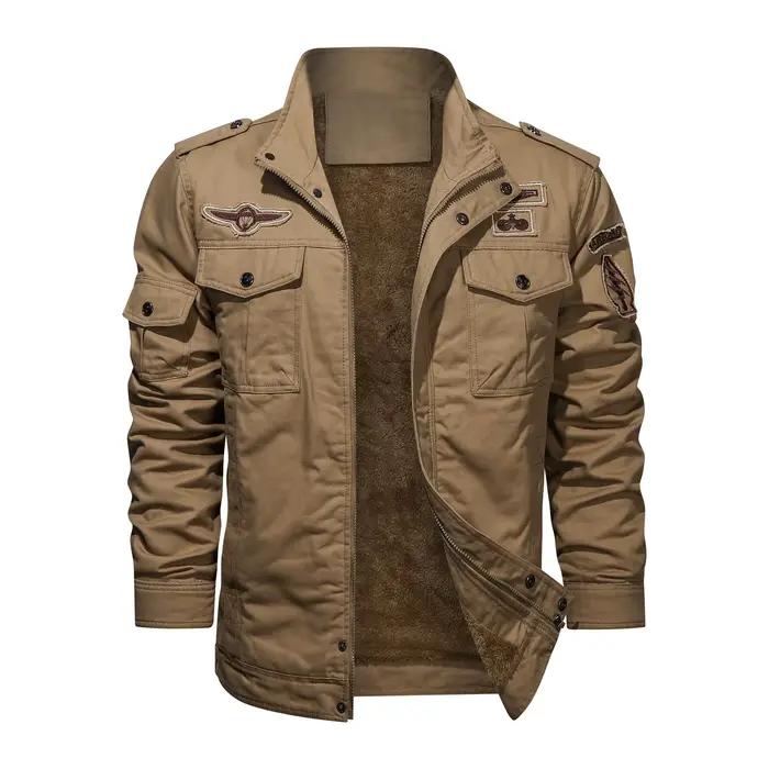 Bomber Jacket Aviateur en Coton pour Hommes Style Militaire Élégant pour Occasions Décontractées et Spéciales
