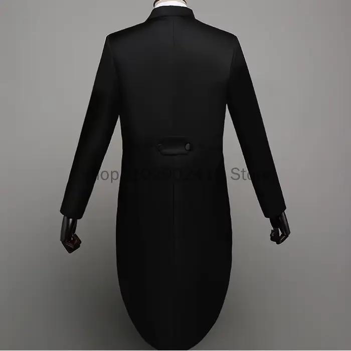 Manteau de queue de revers noir brillant classique pour hommes