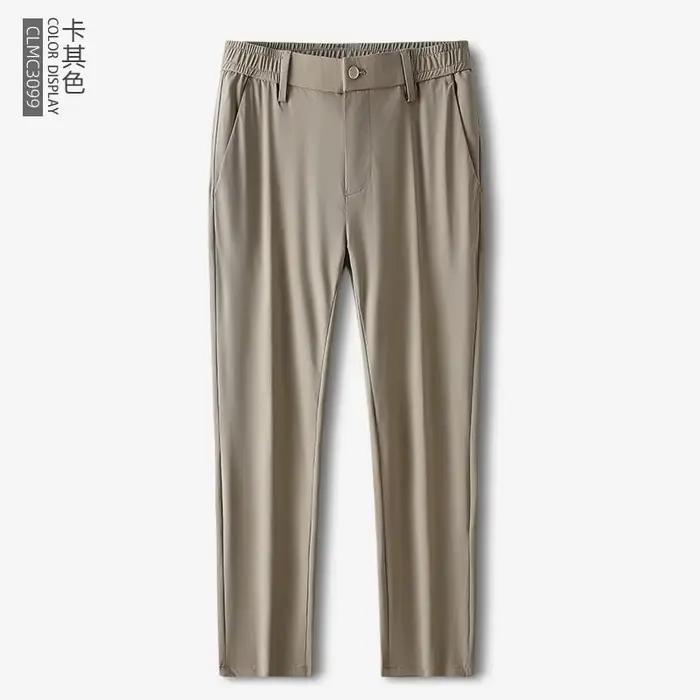 Pantalon de costume en soie glacée sans fer pour hommes