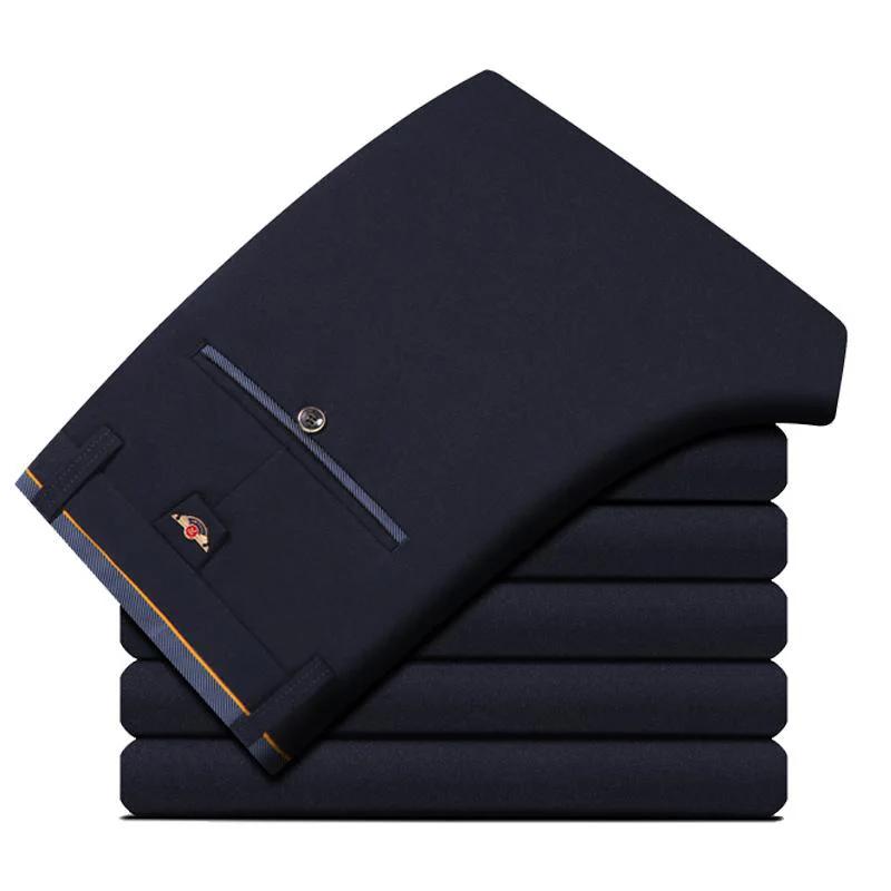 Pantalon d'Affaires pour Homme, Long, Fin, Formel, Couleur Unie, Droit, Baggy, Bureau, Été, FJDstres