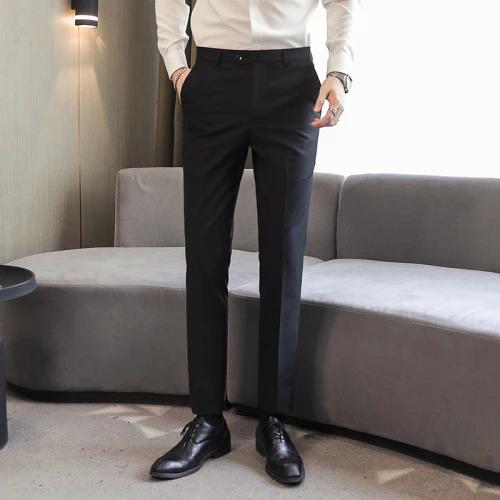 Pantalon de Costume Bleu Homme 2026, Pantalon Habillé Slim Formel, Pantalons Homme Rouge Vert Noir B