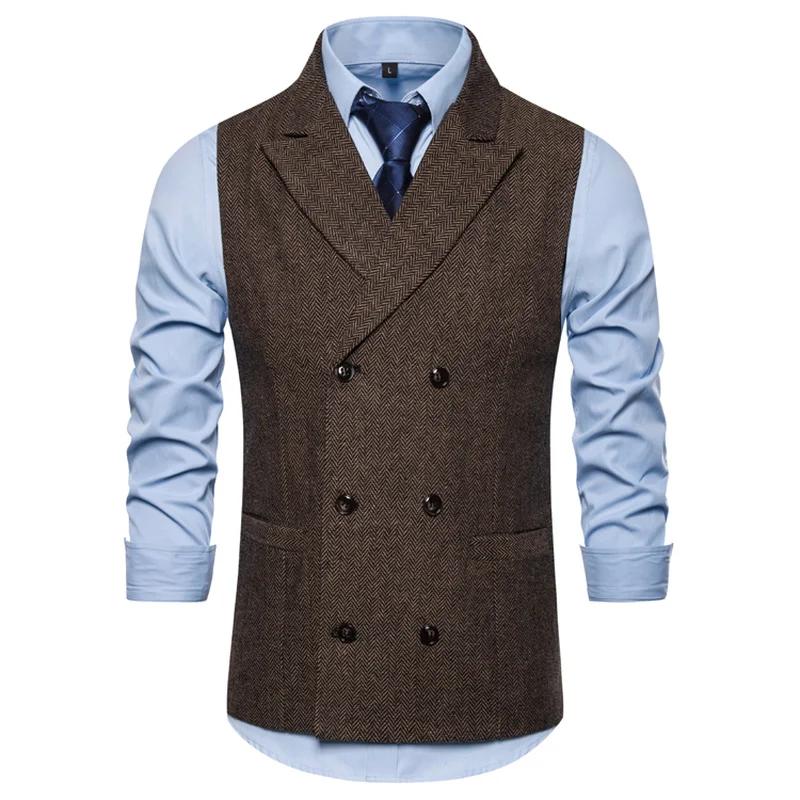 Gilet hommes Double boutonnage costume gilets hommes hommes sans manches costume gilet gilet Vintage