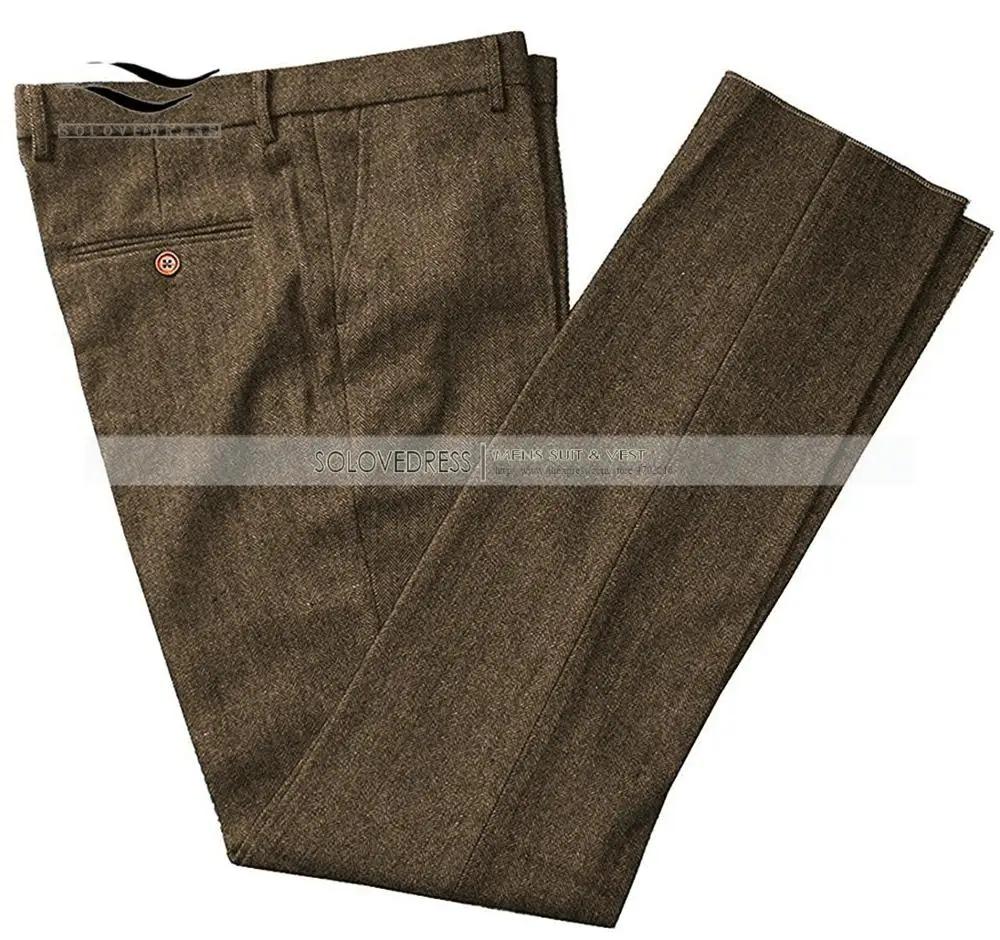 Pantalon en tweed de laine trempé pour homme, gris, marron, coupe couvertes, loisirs, coton, homme, 