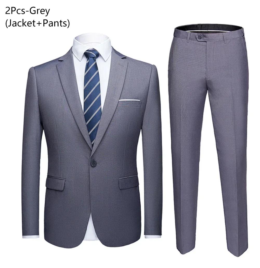 Costume élégant pour hommes, 2 pièces, 3 ensembles, vestes, gilet, pantalon, blazer, manteaux d'affa