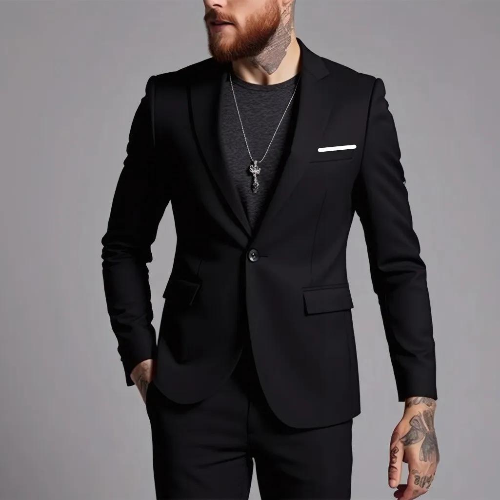 Costume pour hommes vestes d'affaires mince coupe ajustée robe masculine Blazer manteau printemps au