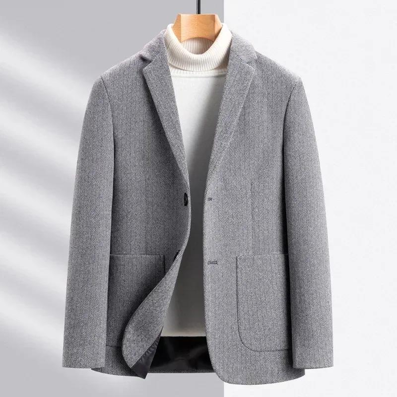 Veste de costume en laine pour hommes, haut de luxe, automne-hiver, décontracté, Business, laine, si