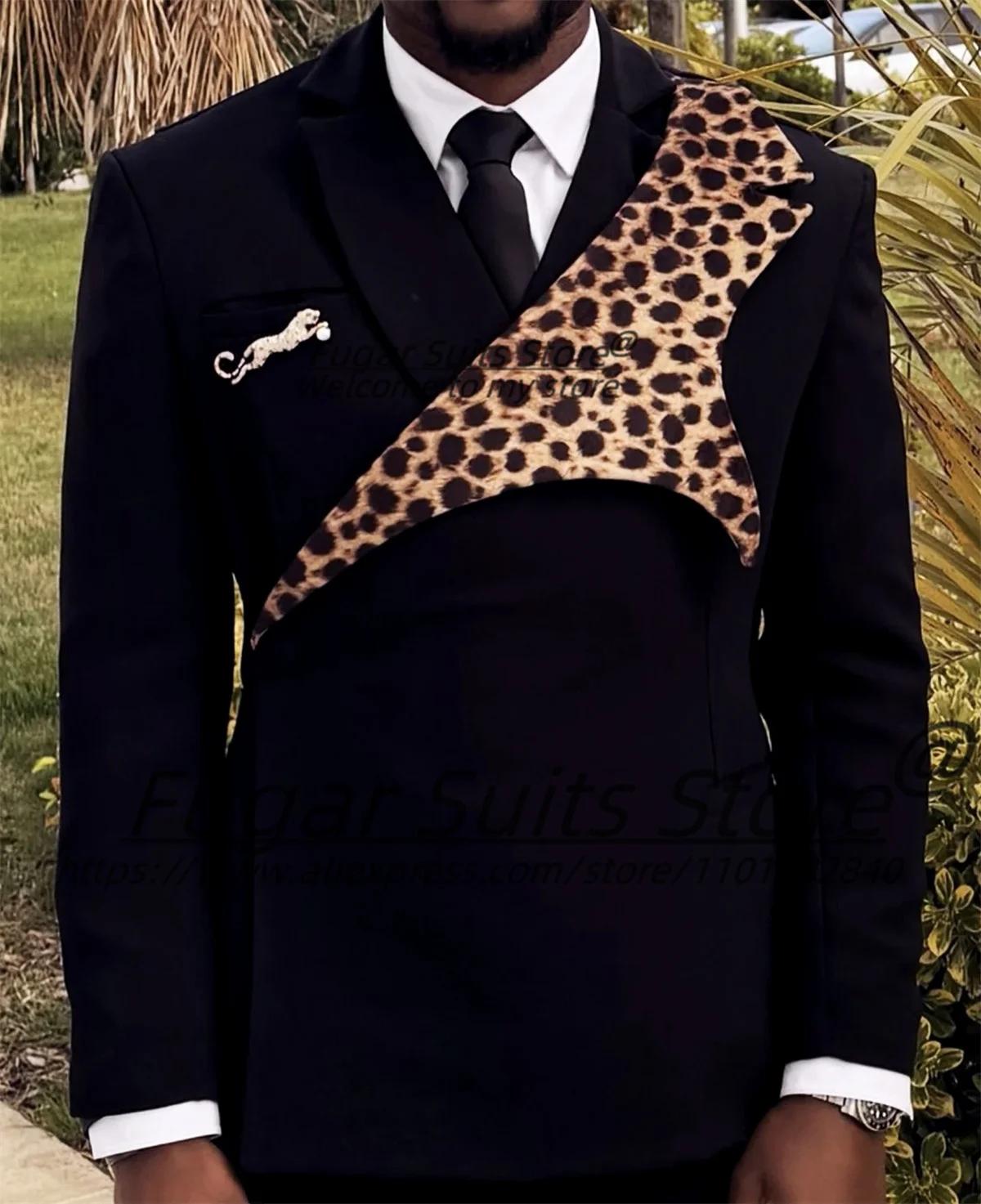 Costume Homme Élégant et Unique à Imprimé Léopard, Coupe Slim Personnalisée, Revers Cranté, pour Mar