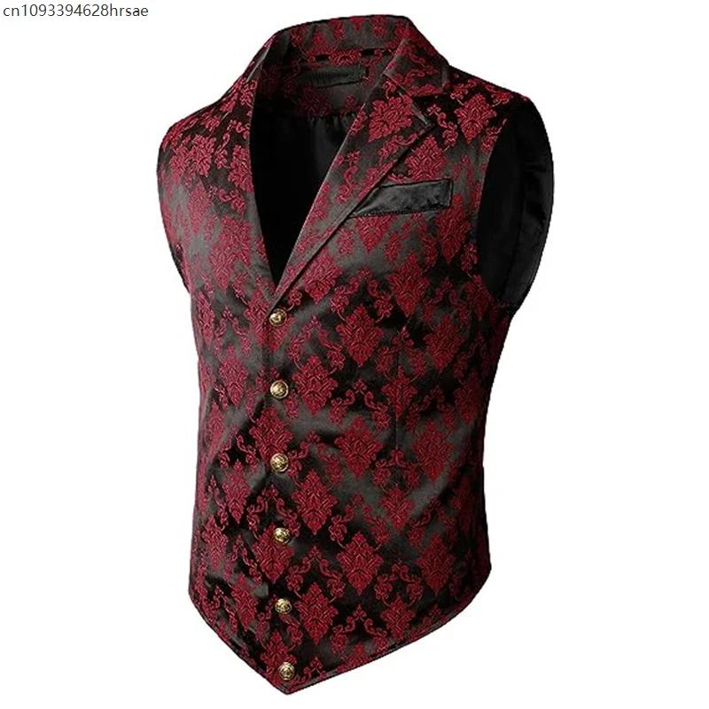 Gilet de costume à simple boutonnage pour hommes, Style Court victorien, col rabattu, rétro britanni