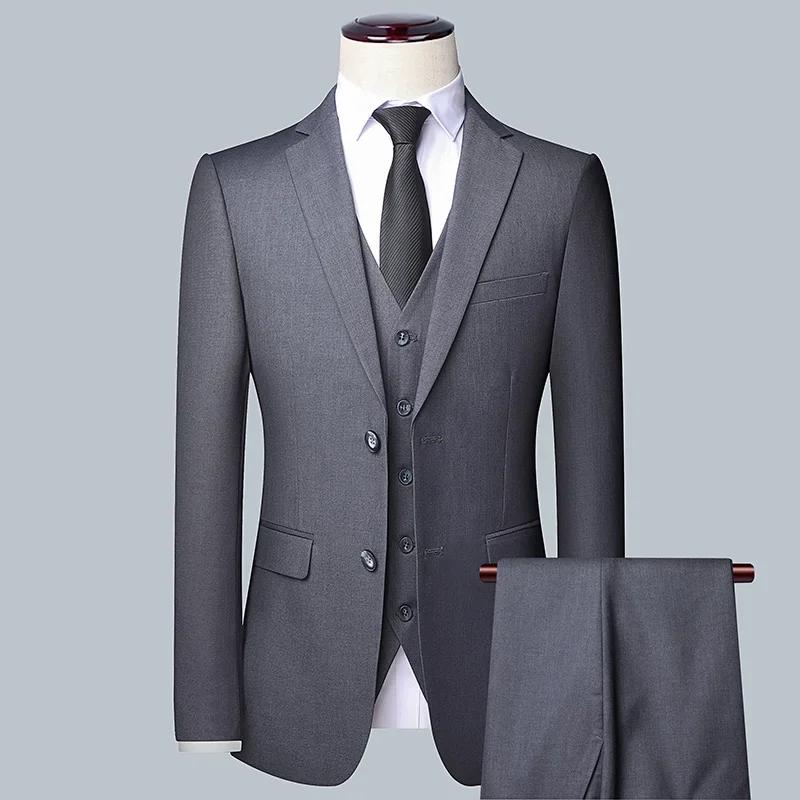 Costume d'affaires de couleur unie pour hommes, haute qualité, mode Banquet, mariage, tendance, mari