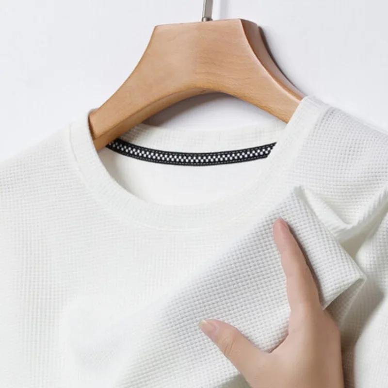 Nouveau T-shirt d'été à manches courtes et col rond gaufré pour hommes