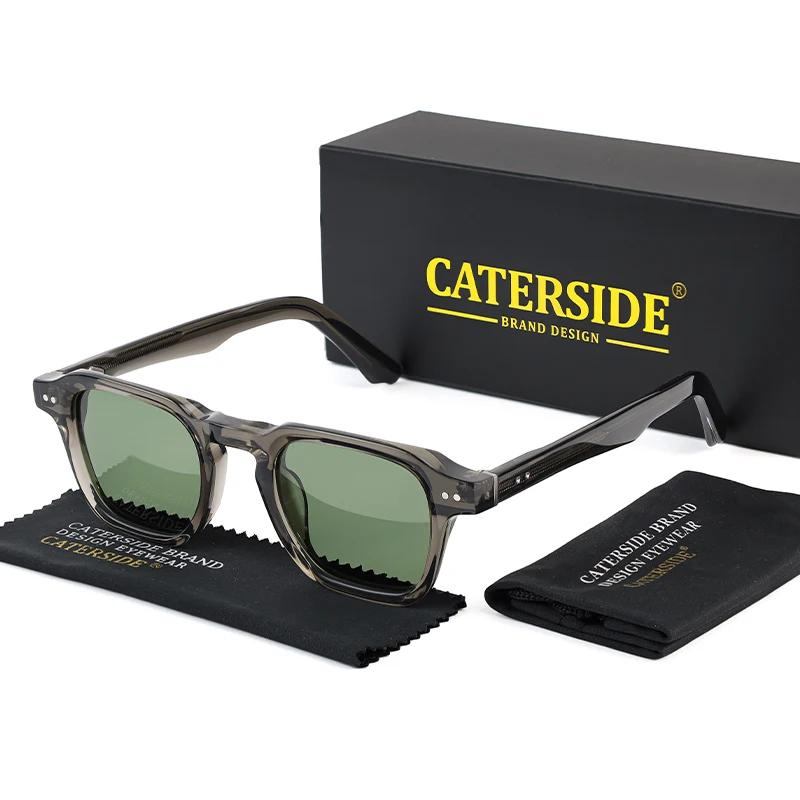 Lunettes de soleil polarisées rétro CATERSIDE pour hommes, monture carrée large en acétate, lunettes
