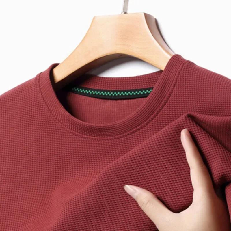 Nouveau T-shirt d'été à manches courtes et col rond gaufré pour hommes