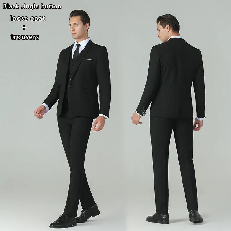 Costume formel pour homme grande taille, 2 pièces, blazer slim à revers cranté uni et pantalon, tenu