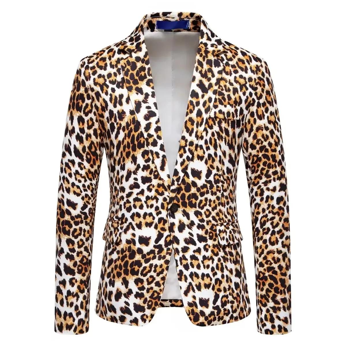 Veste de costume pour hommes, imprimé léopard, costume d'affaires décontracté, costume de fête, mant