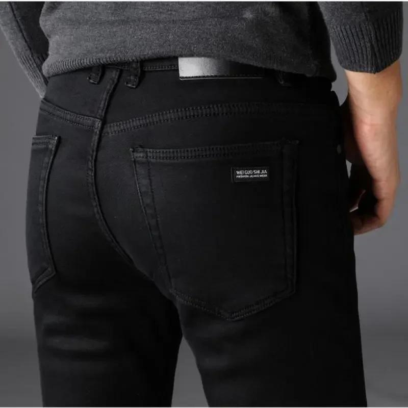 Printemps automne hommes classique marque de mode jean Homme homme doux Stretch noir Biker Masculino