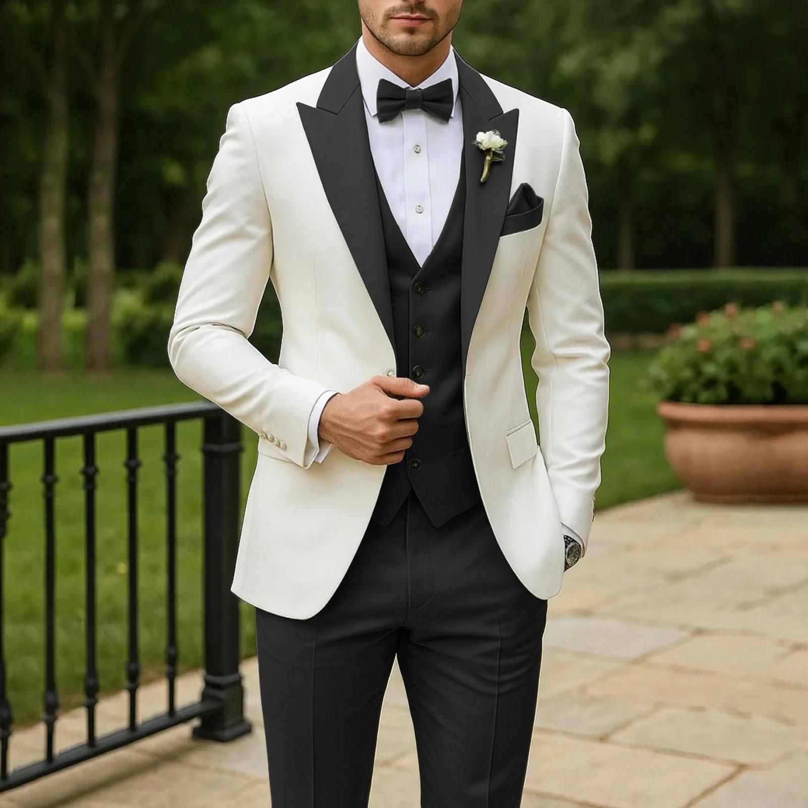 Costume formel 3 pièces pour homme, ensemble de smoking pour marié, témoin, mariage, soirée, bal, af