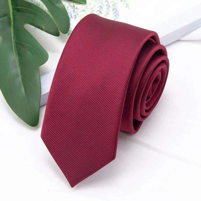 Cravate fine en Jacquard pour hommes d'affaires, cravate classique britannique de couleur unie, acce