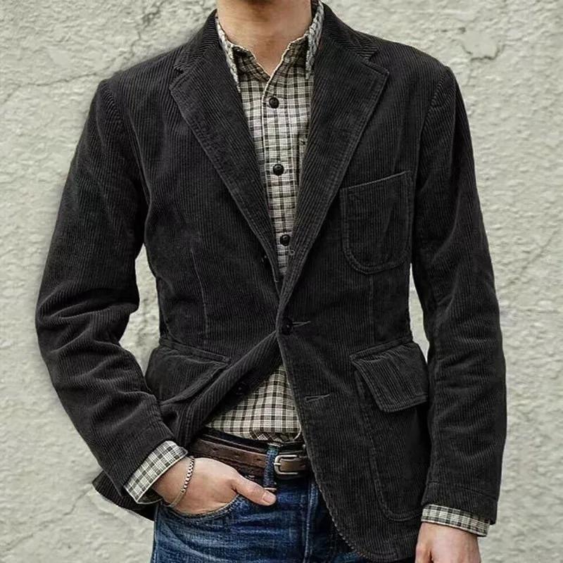 Nouveaux vêtements d'automne pour hommes. Costume en velours côtelé de couleur unie. Veste décontrac