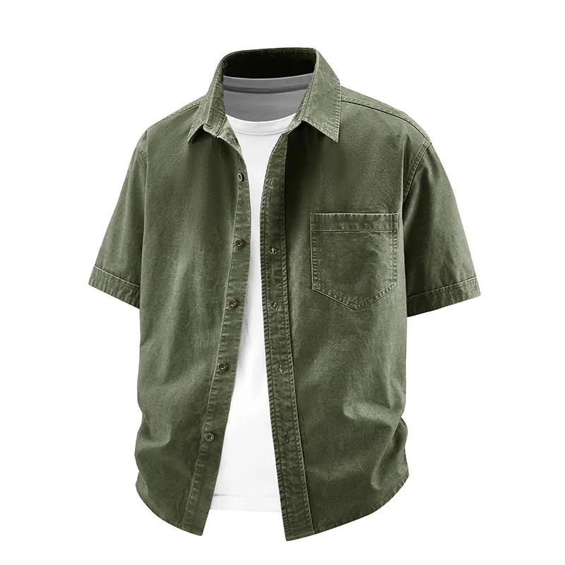 Chemise pour homme en coton lavé, nouvelle collection 2026, style revers, pour jeunes et moins jeune
