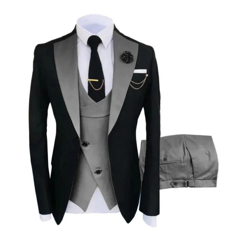 Costumes pour hommes 3 pièces sur mesure meilleur homme marié mariage smoking coupe ajustée Jacquard
