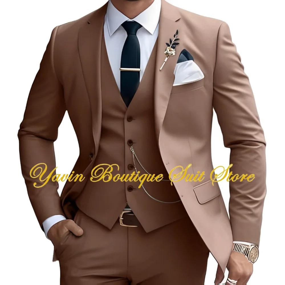 Costume formel pour hommes, smoking de mariage personnalisé, coupe cintrée, costumes 3 pièces pour g