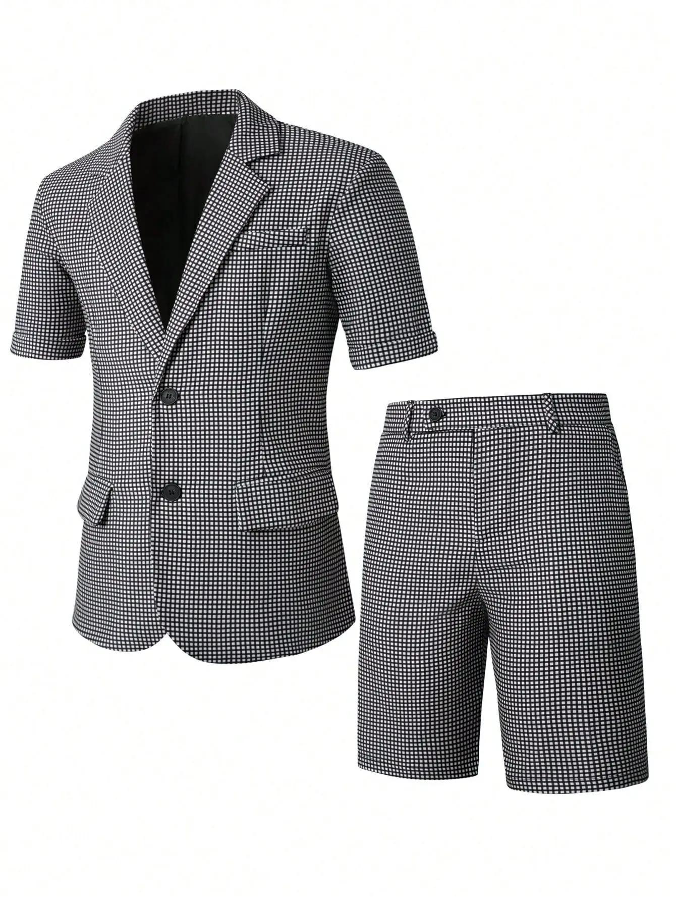 Nouvel ensemble de costume pour homme, style britannique, blazer et pantalon à carreaux, coupe ajust