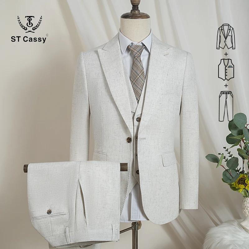 Costumes beiges pour homme, costumes de haute qualité, costumes slim fit, costume complet pour homme