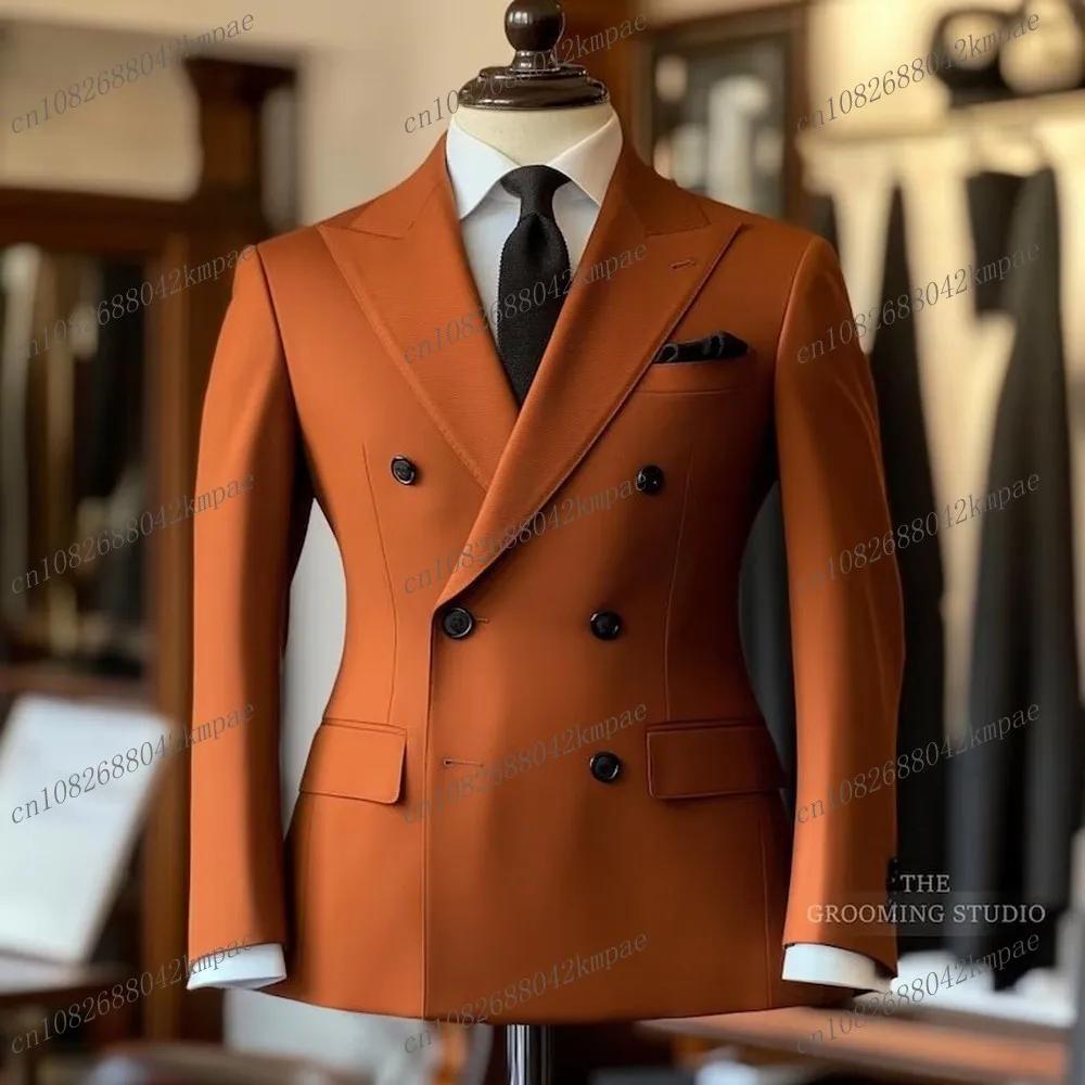 Nouveau Orange hommes Blazer affaires formel bureau manteau décontracté travail bal unique veste de 