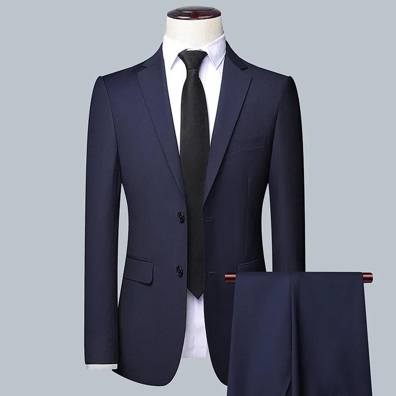 Costume d'affaires de couleur unie pour hommes, haute qualité, mode Banquet, mariage, tendance, mari